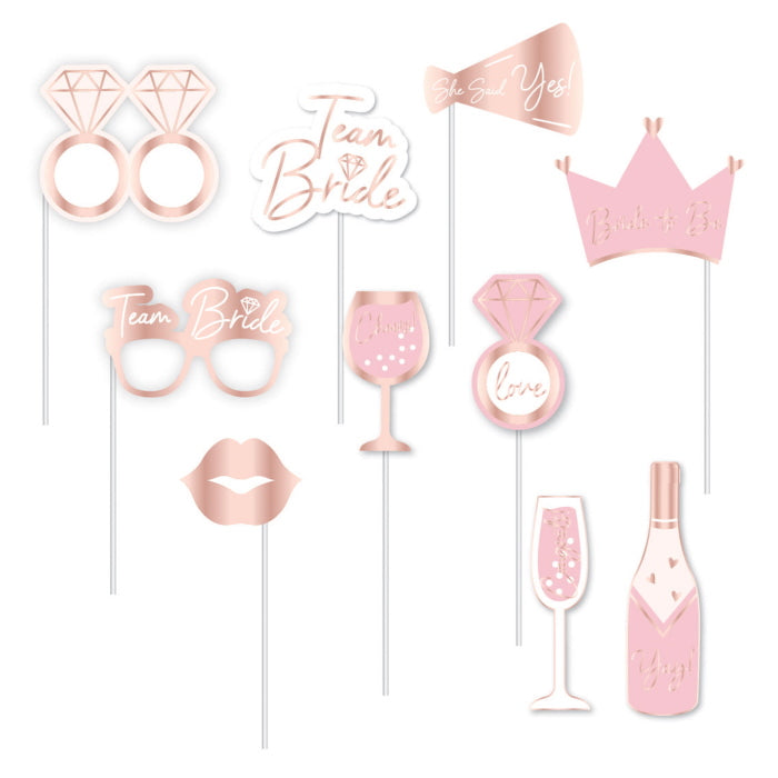 Team Bride Hen Do Photo Props Pack of 10 | Party Save Smile
