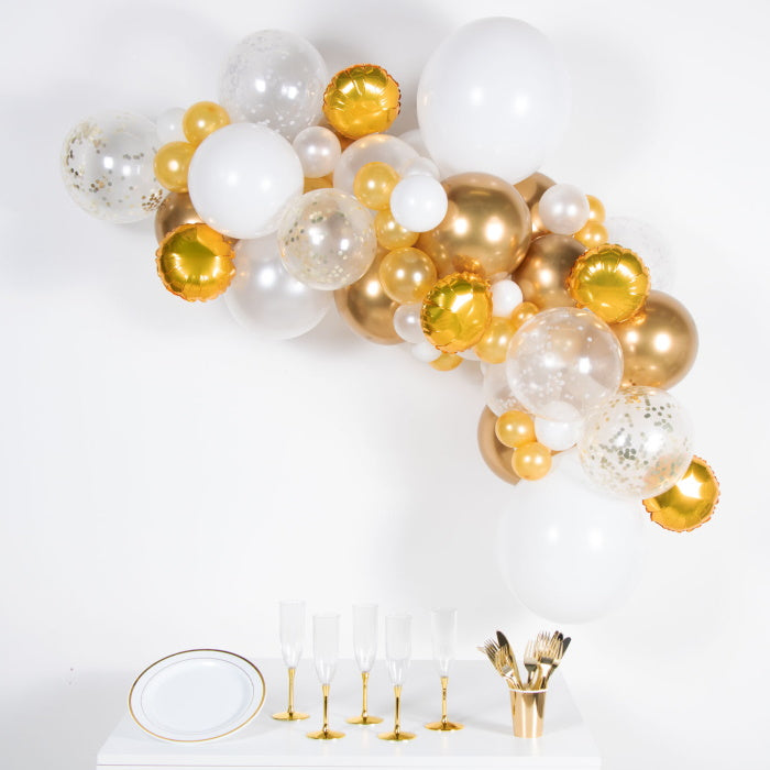 White and Gold Balloon Garland Kit | Party Save Smile