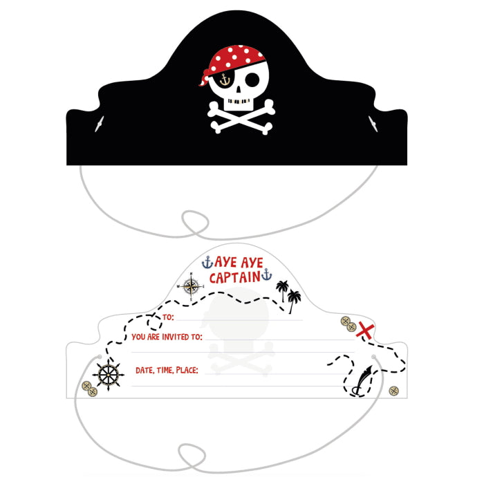Pirate Treasure Party Hats Invitations Pack of 8 | Party Save Smile