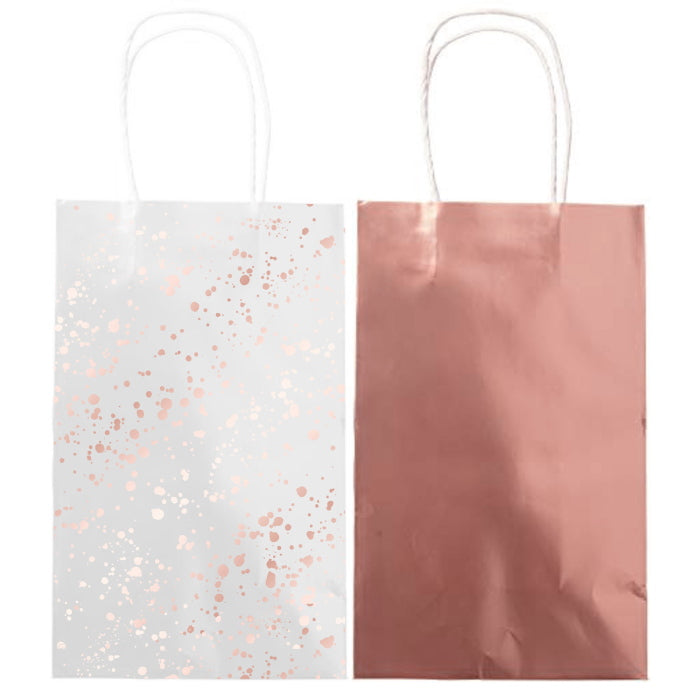 Metallic Rose Gold Party Bags Pack of 8 | Party Save Smile