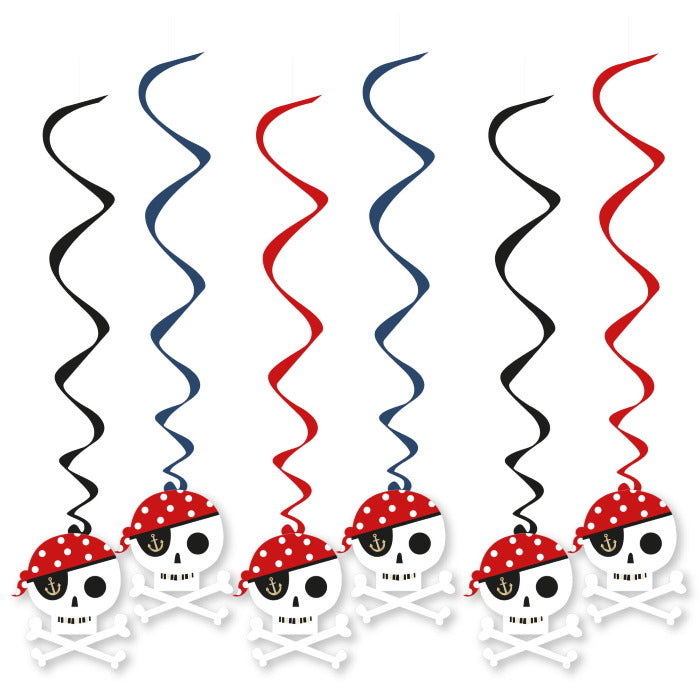 Hanging Pirate Skull Decorations Pack of 6 | Party Save Smile
