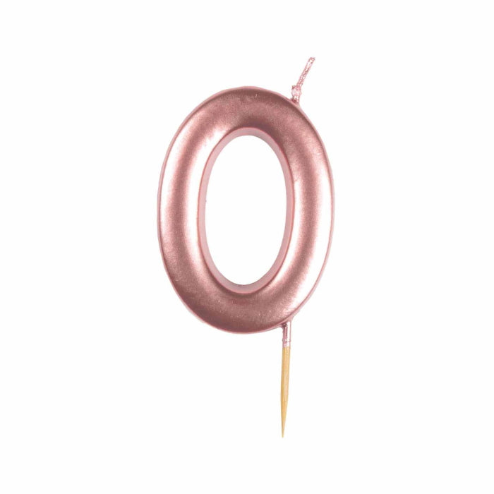 Metallic Rose Gold Number 0 Cake Candle | Party Save Smile
