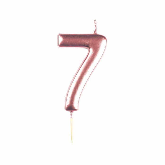 Metallic Rose Gold Number 7 Cake Candle | Party Save Smile