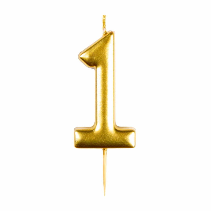 Gold Metallic Number 1 Cake Candle | Party Save Smile