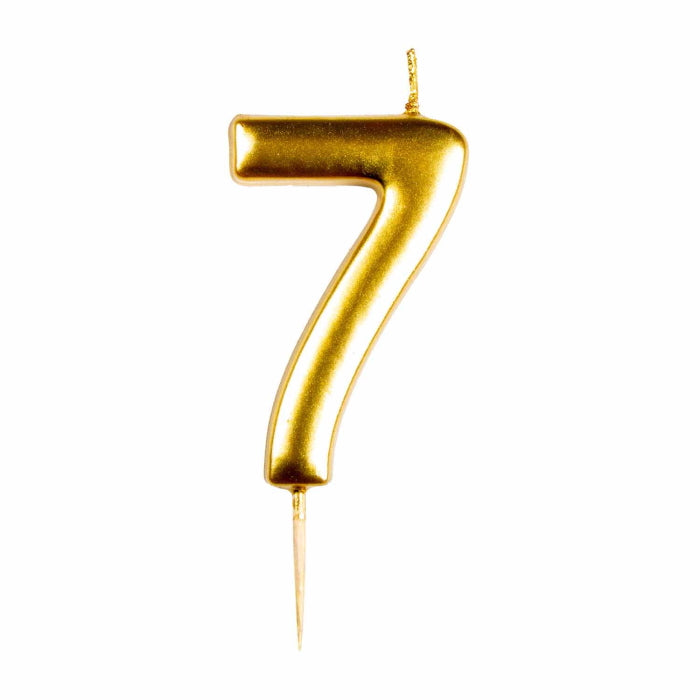 Gold Metallic Number 7 Cake Candle | Party Save Smile