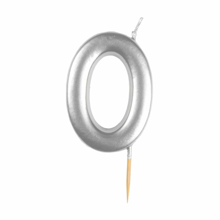 Silver Metallic Number 0 Cake Candle | Party Save Smile