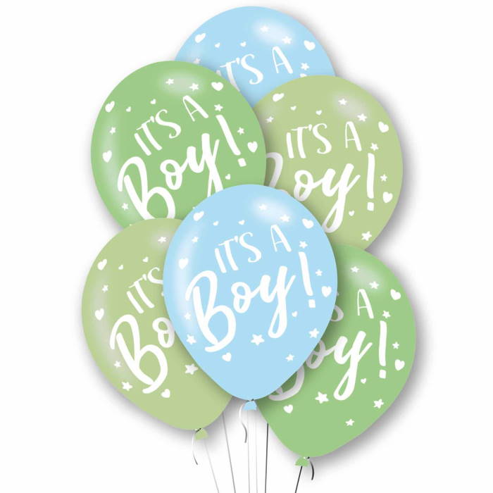 Pastel It's a Boy Latex Balloon Pack of 6 | Party Save Smile