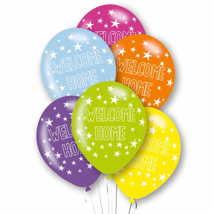 Welcome Home Colourful Mix Latex Balloons Pack of 6 | Party Save Smile