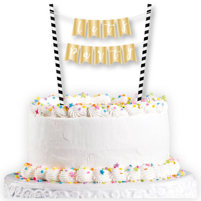 Let's Party | Gold Bunting Cake Topper Decoration | Party Save Smile