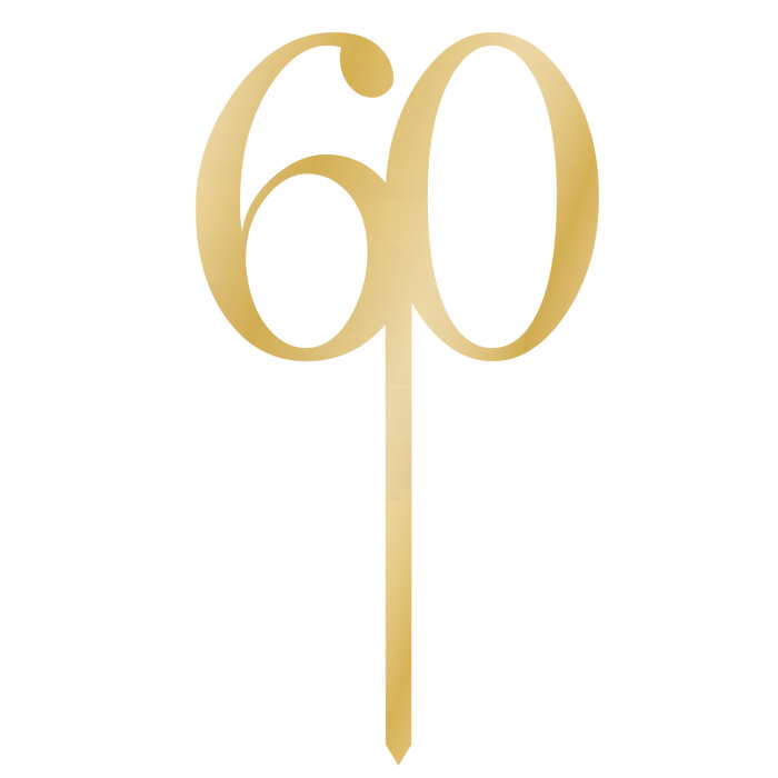 Gold 60 Birthday Cake Topper 8 x 15cm | Party Save Smile