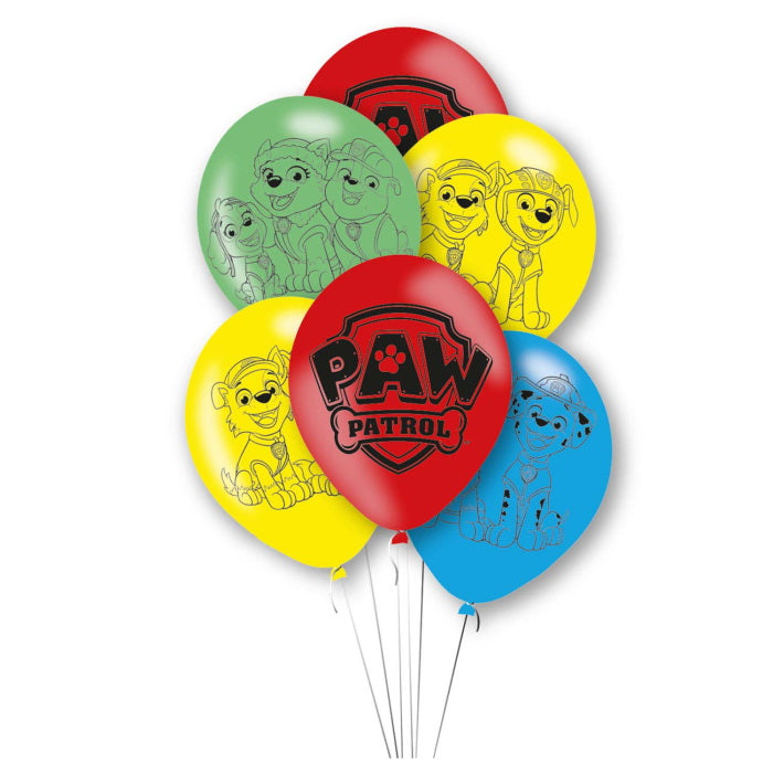 Paw Patrol Latex Balloons 6 Pack | Party Save Smile