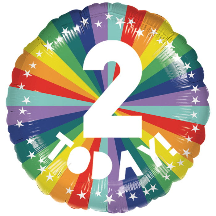 Age 2 2nd Birthday Rainbow Foil Balloon 18 Inch | Party Save Smile