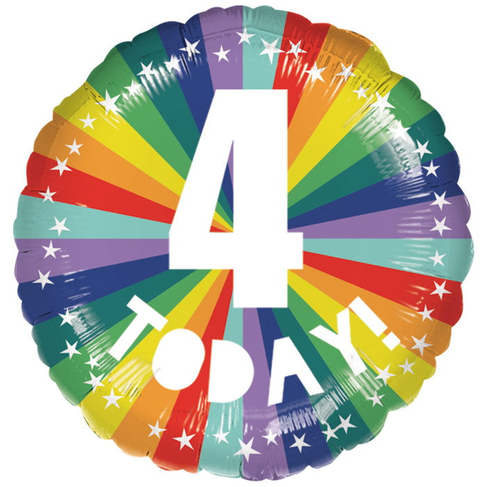 Age 4 4th Birthday Rainbow Foil Balloon 18 Inch | Party Save Smile