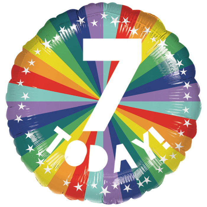 Age 7 7th Birthday Rainbow Foil Balloon 18 Inch | Party Save Smile