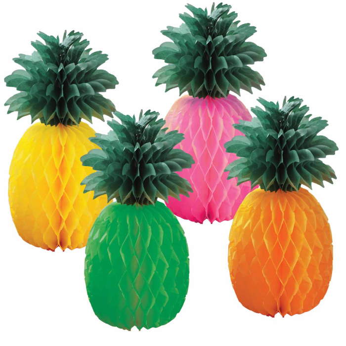 Pineapple Honeycomb Table Centrepiece | Decorations Pack of 4 | Party Save Smile