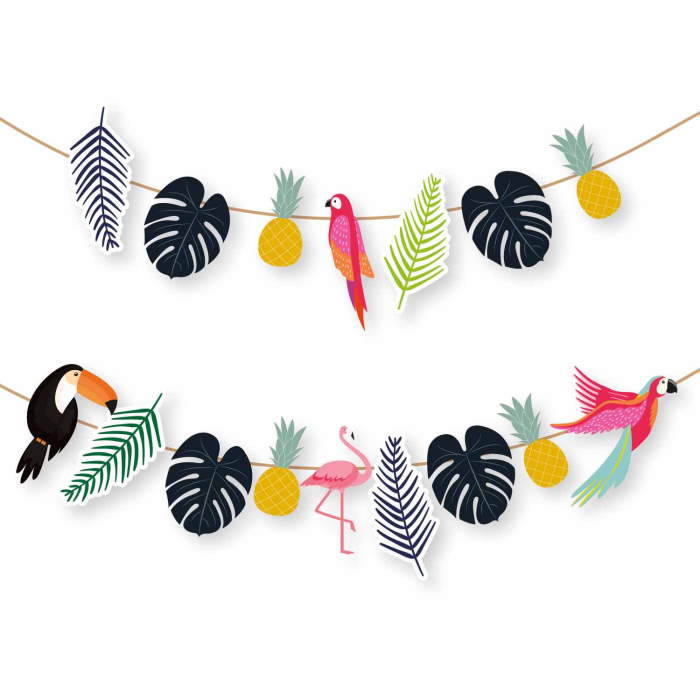 Tropical Leaf Banner - Toucan and Pineapples | Party Save Smile