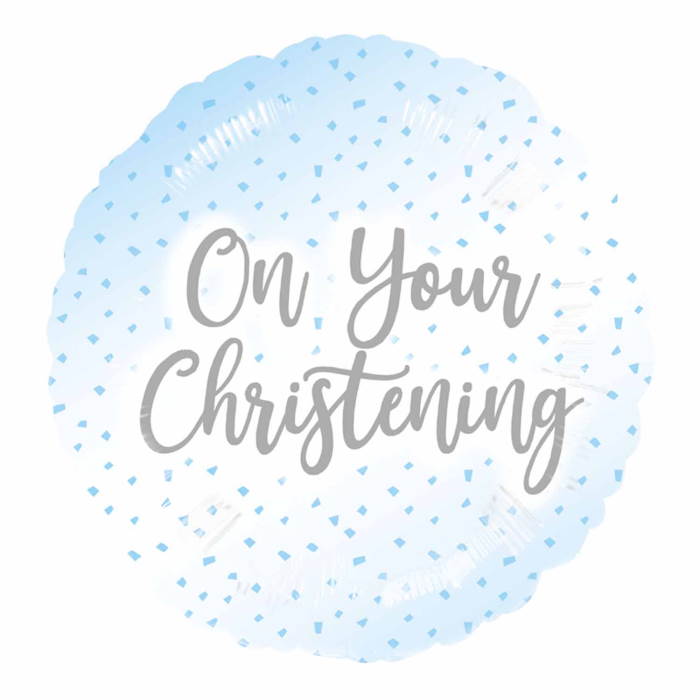 Blue Confetti On Your Christening Foil Balloon | Party Save Smile