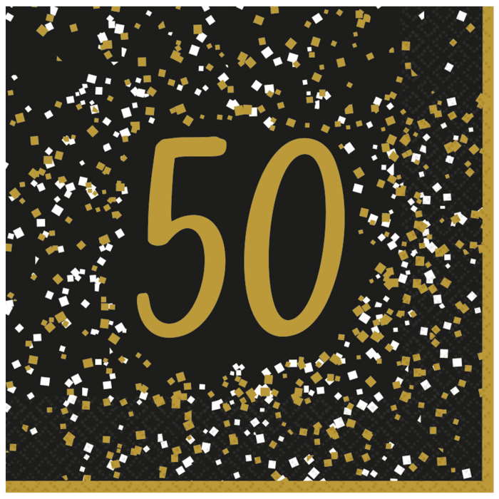 Gold Celebration 50th Birthday Napkins Pack of 16 | Party Save Smile