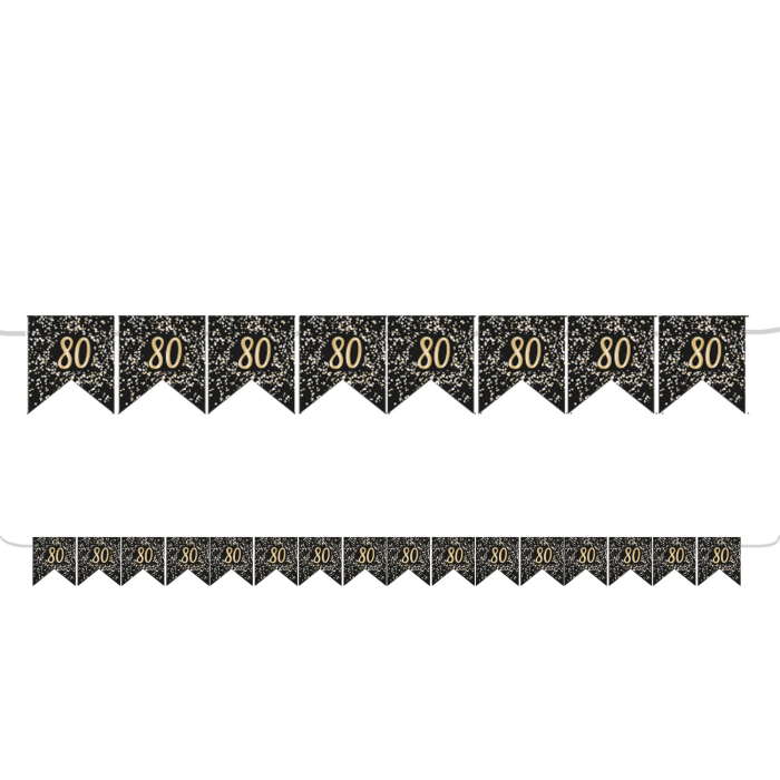 Gold Celebration 80th Birthday Bunting Banner | Party Save Smile