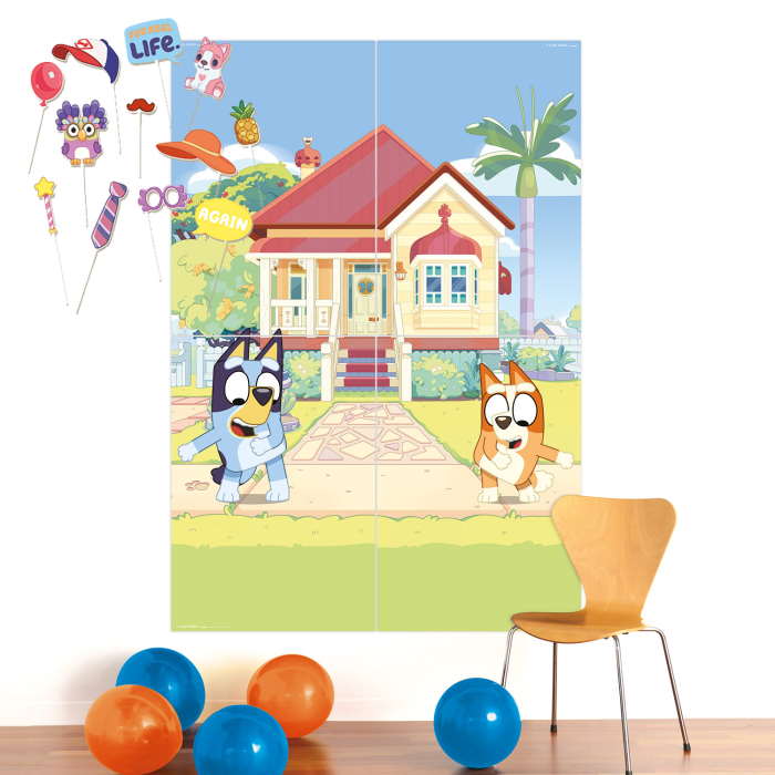 Bluey Party Backdrop and Photo Props 13 Pack | Party Save Smile