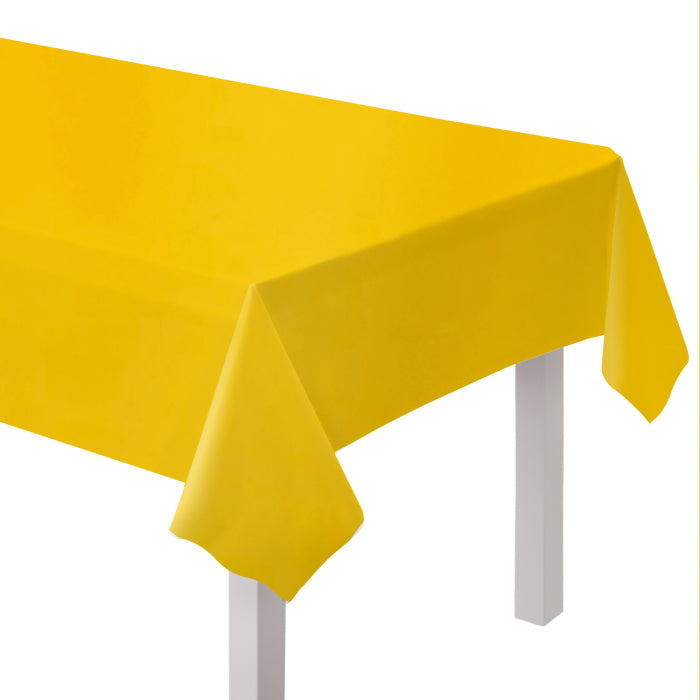 Buttercup Yellow Plastic Tablecover 137 x 274cm | Party Save Smile