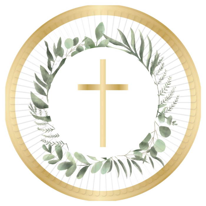Floral Holy Communion Paper Plates Pack of 8 | Party Save Smile