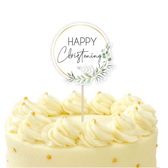 Floral Christening Cake Topper 20cm | Party Save Smile