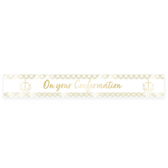 Floral Confirmation Foil Banner 2.7 Metres | Party Save Smile