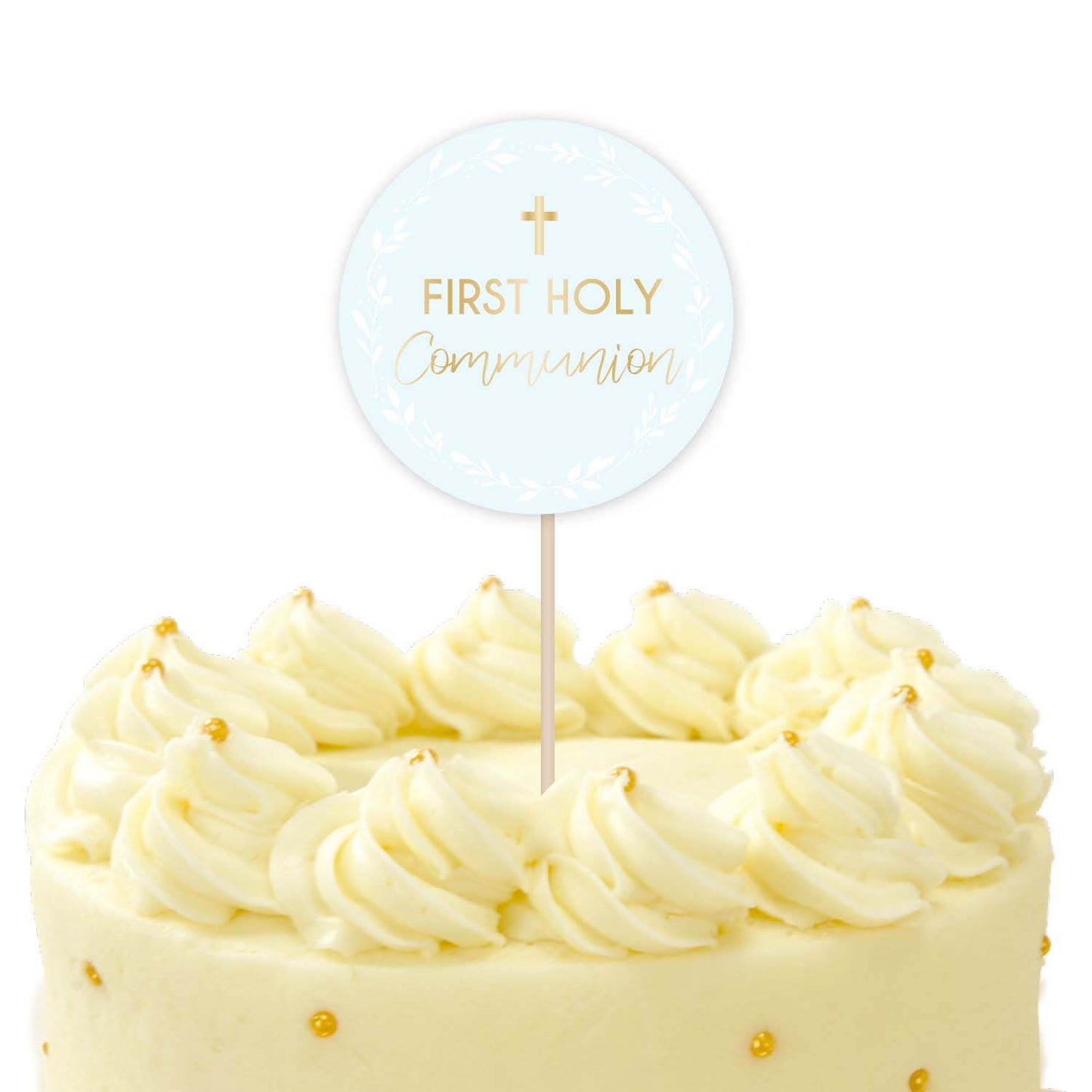 Blue Botanical Holy Communion Cake Topper | Party Save Smile