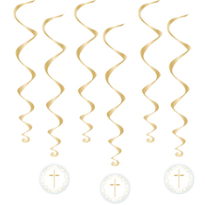 Blue Botanical Communion Hanging Decorations Pack of 6 | Party Save Smile