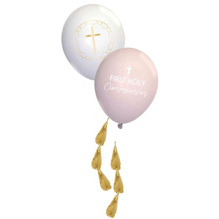 Pink Botanical Communion Balloons (Latex) Pack of 4 | Party Save Smile