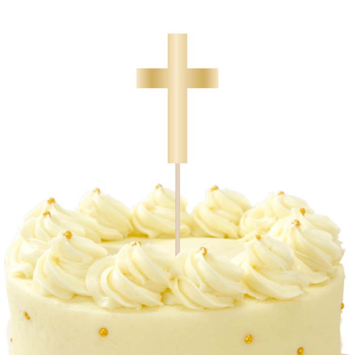 Gold Cross Communion Cake Topper 20cm | Party Save Smile
