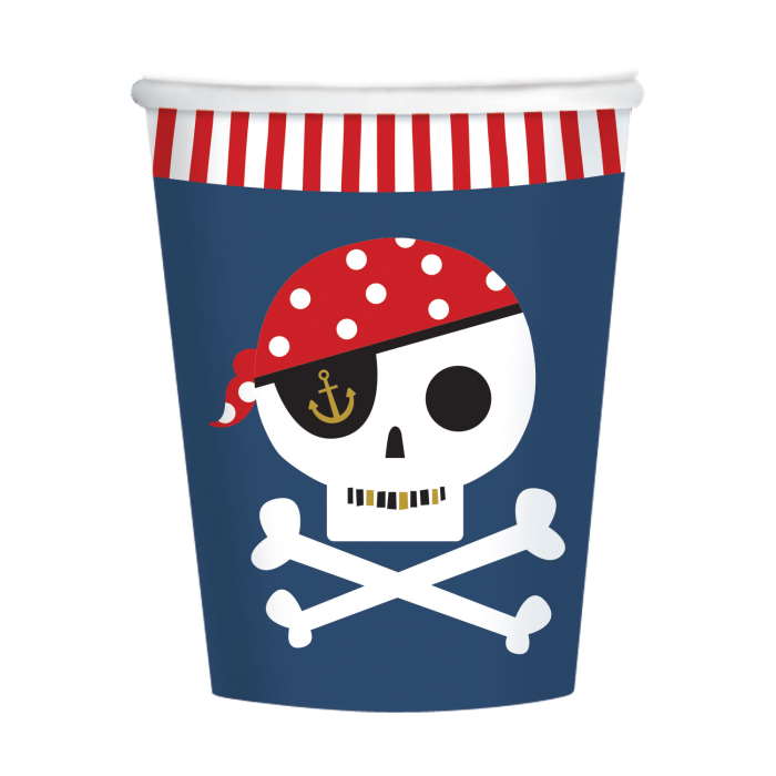 Pirate Treasure Island Paper Party Cups Pack of 8 | Party Save Smile