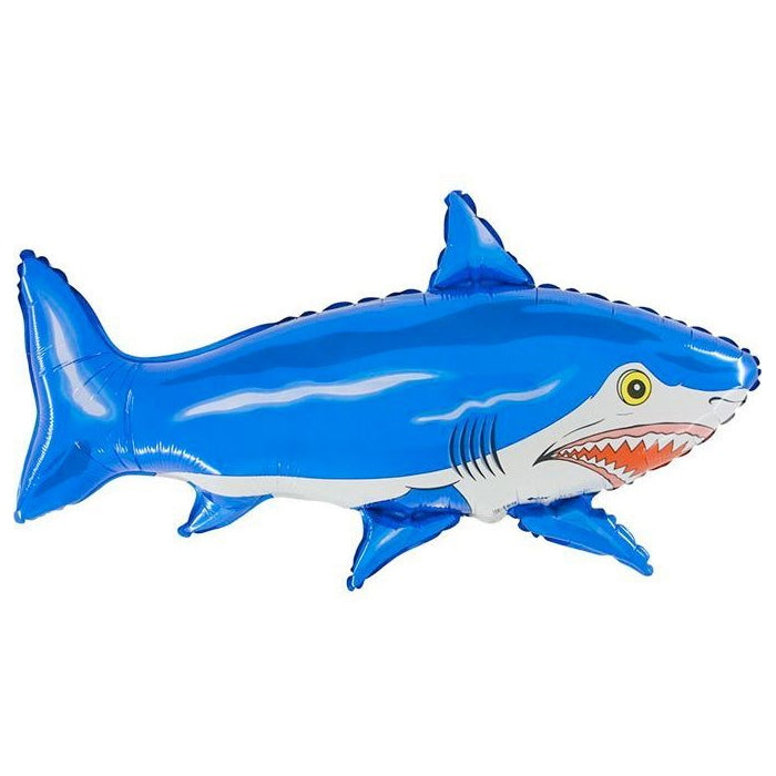 Blue Foil Shark Balloon 31 inches | Party Save Smile