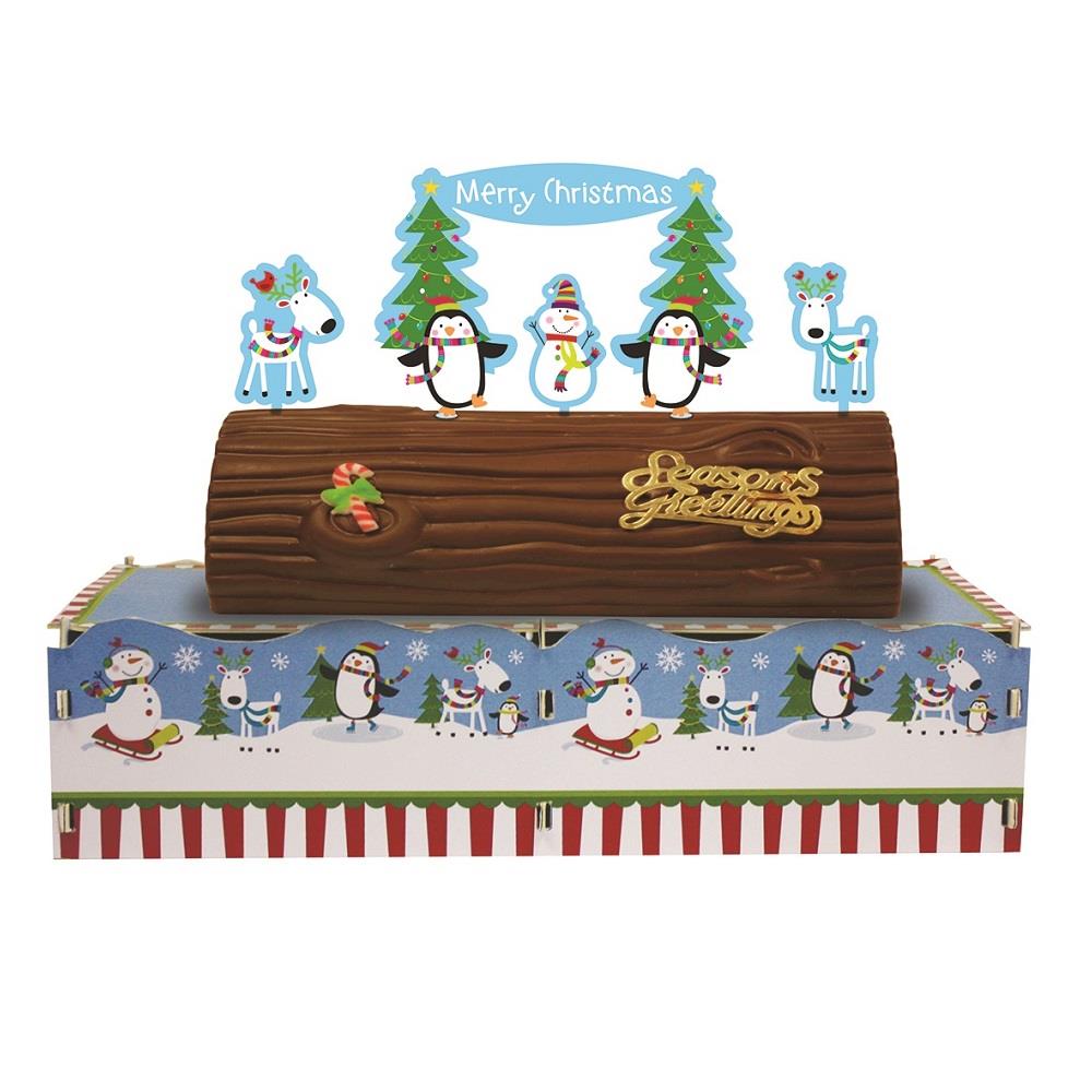 Joyful Snowman Yule Log Party Cake Stand 34cm | Party Save Smile