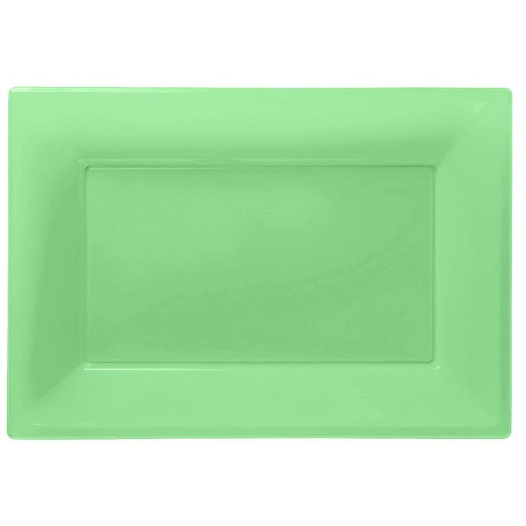 Lime Green Plastic Party Serving Platter Plates Pack of 3 | Party Save Smile