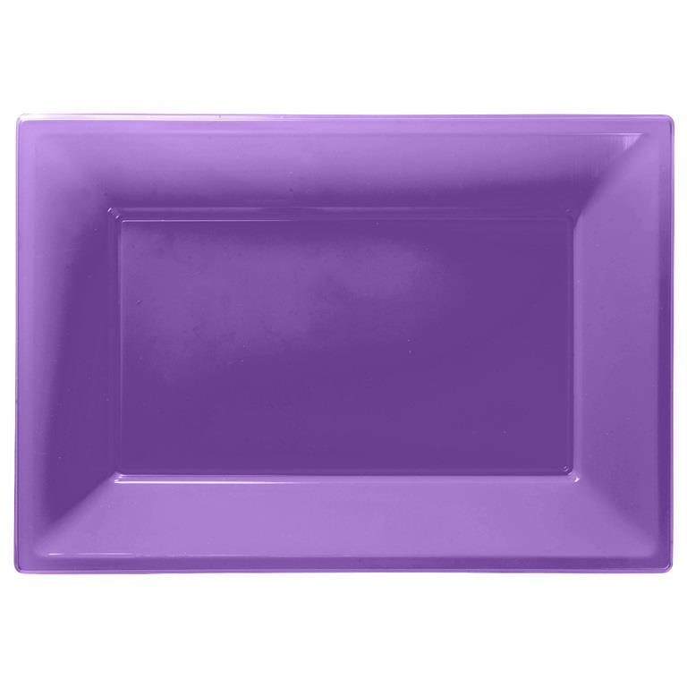 Purple Plastic Party Serving Platter Plates Pack of 3 Trays | Party Save Smile