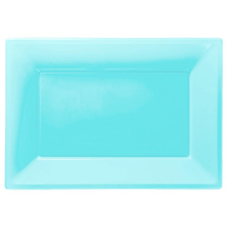 Caribbean Teal Blue Serving Platter Trays Pack of 3 | Party Save Smile