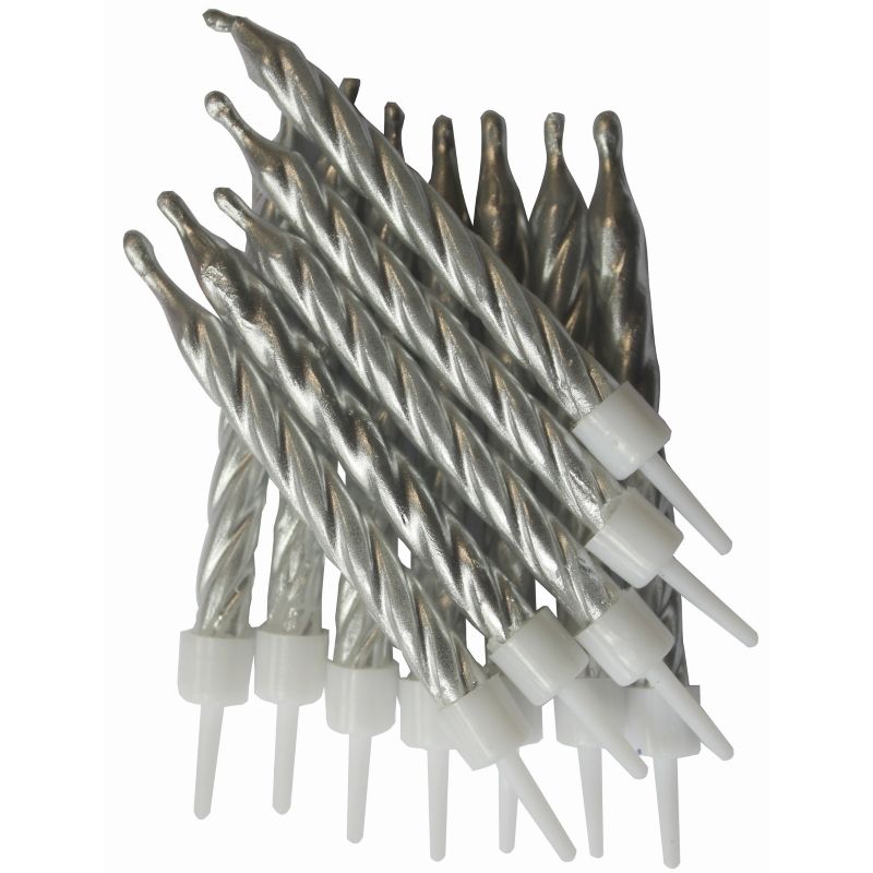 Metallic Silver Birthday Candles Pack of 12 | Party Save Smile