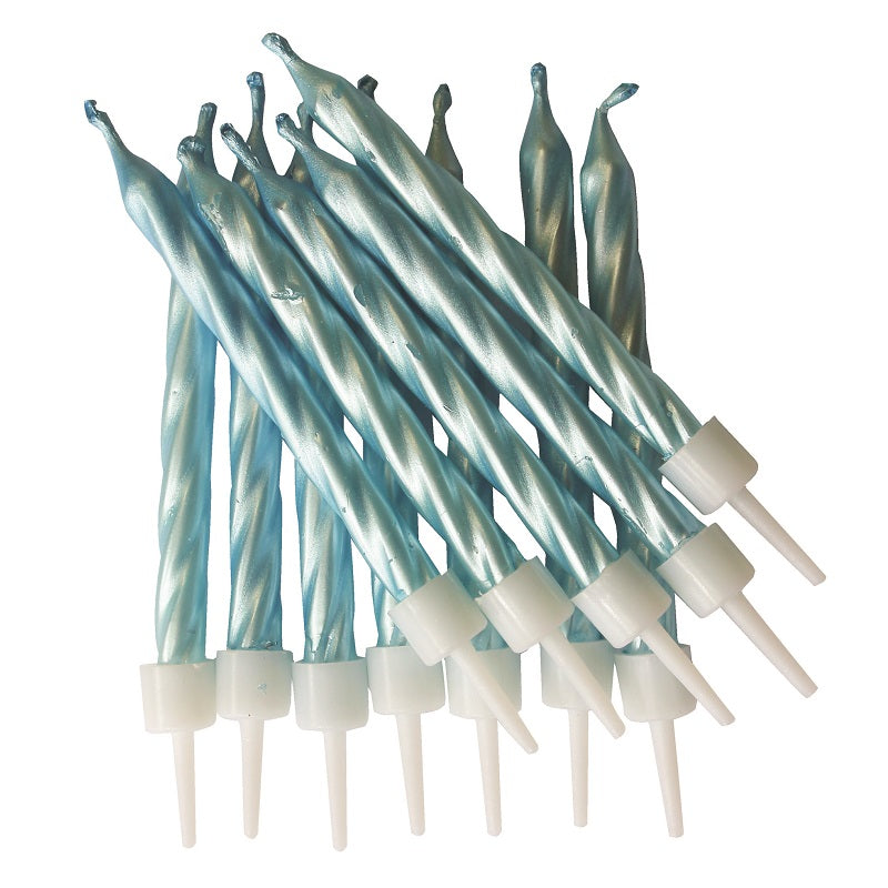 Pearl Blue Birthday Candles Pack of 12 | Party Save Smile