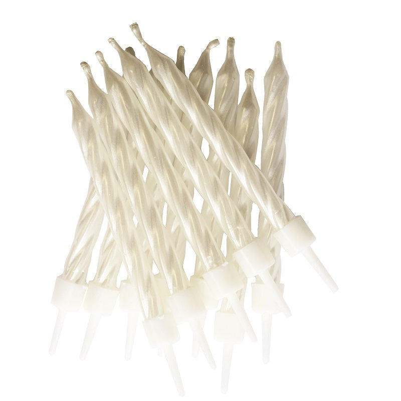 Pearl White Cake Candles Pack of 12 | Party Save Smile