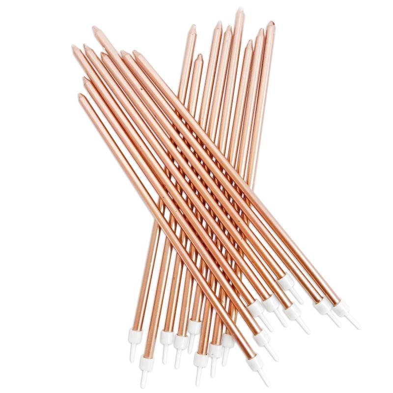 Metallic Tall Rose Gold Candles Pack of 16 | Party Save Smile