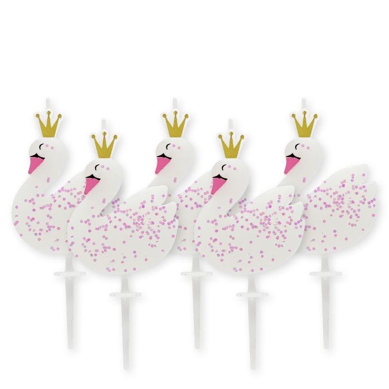 Swan Shaped Birthday Party Cake Candles Pack of 5 | Party Save Smile