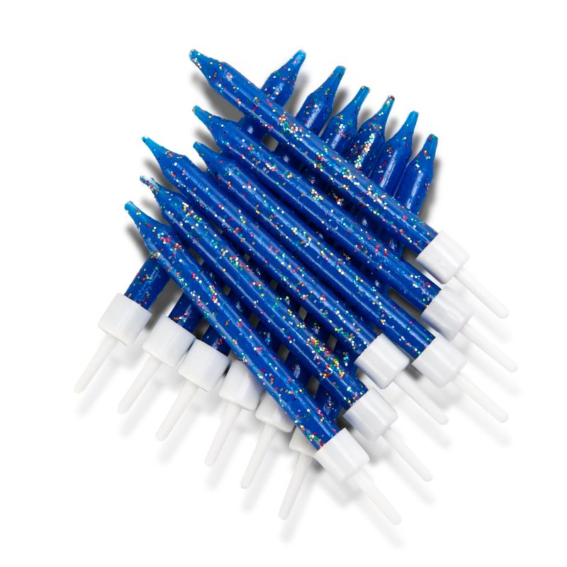 Glitter Cake Candles - Navy Blue and Gold Pack of 12 | Party Save Smile