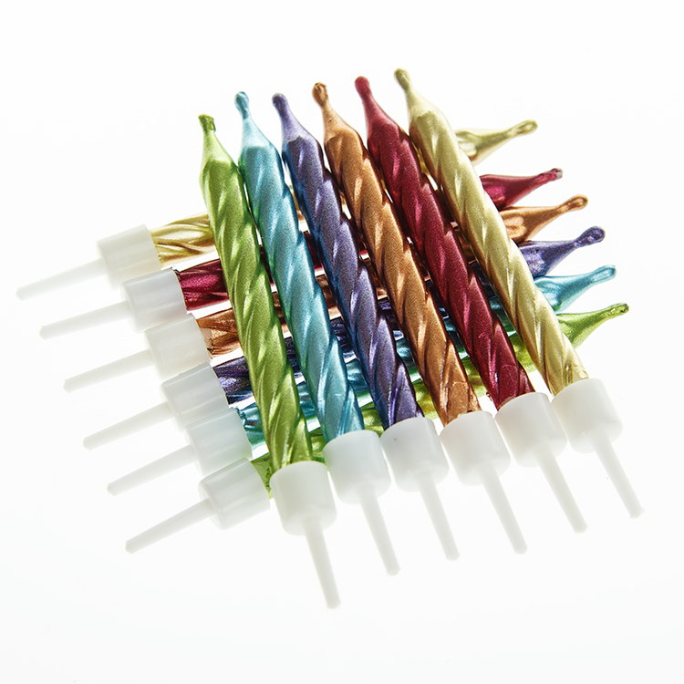 Rainbow Metallic Birthday Cake Candles Pack of 12 | Party Save Smile