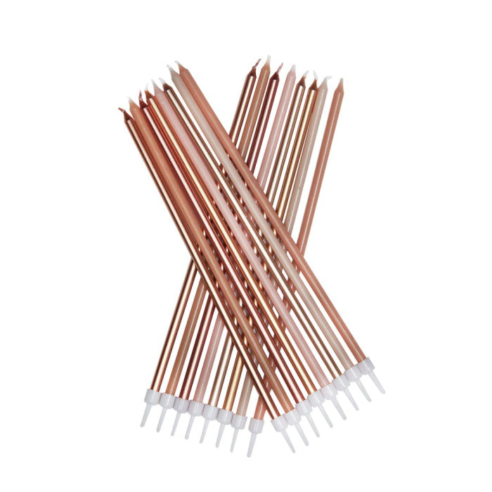 Extra Tall Cake Candles - Neutral Metallic Mix Pack of 12 | Party Save Smile