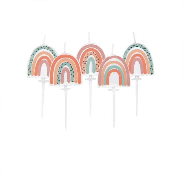 Rainbow Shaped Cake Candles Decorations Pack of 5 | Party Save Smile