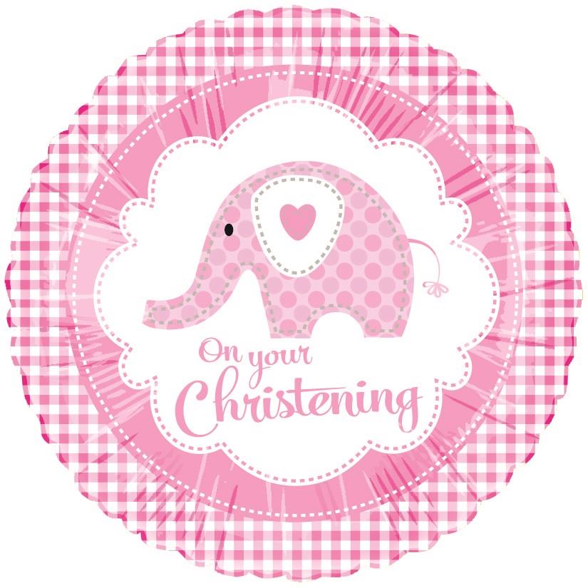 Pink Elephant Christening Foil Balloon 18 Inch | Party Save Smile