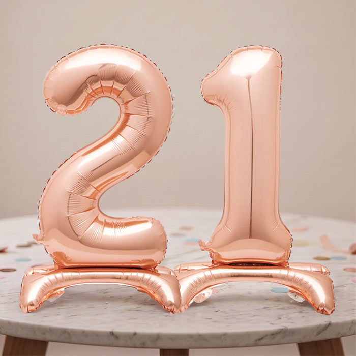 Rose Gold 21st Birthday Party Balloon Table Decorations | Party Save Smile