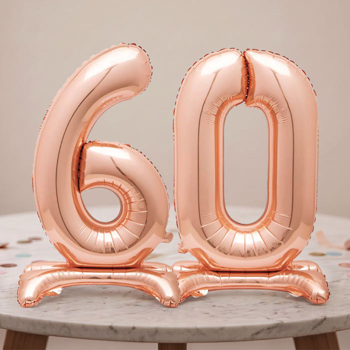 Rose Gold 60th Birthday Party Balloon Table Decorations | Party Save Smile